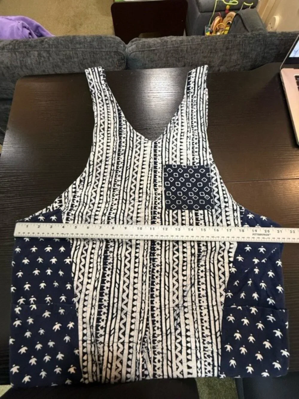 Webebop Kids Jumpsuit Girls M Blue White Patchwork Wide Leg Cotton Boho